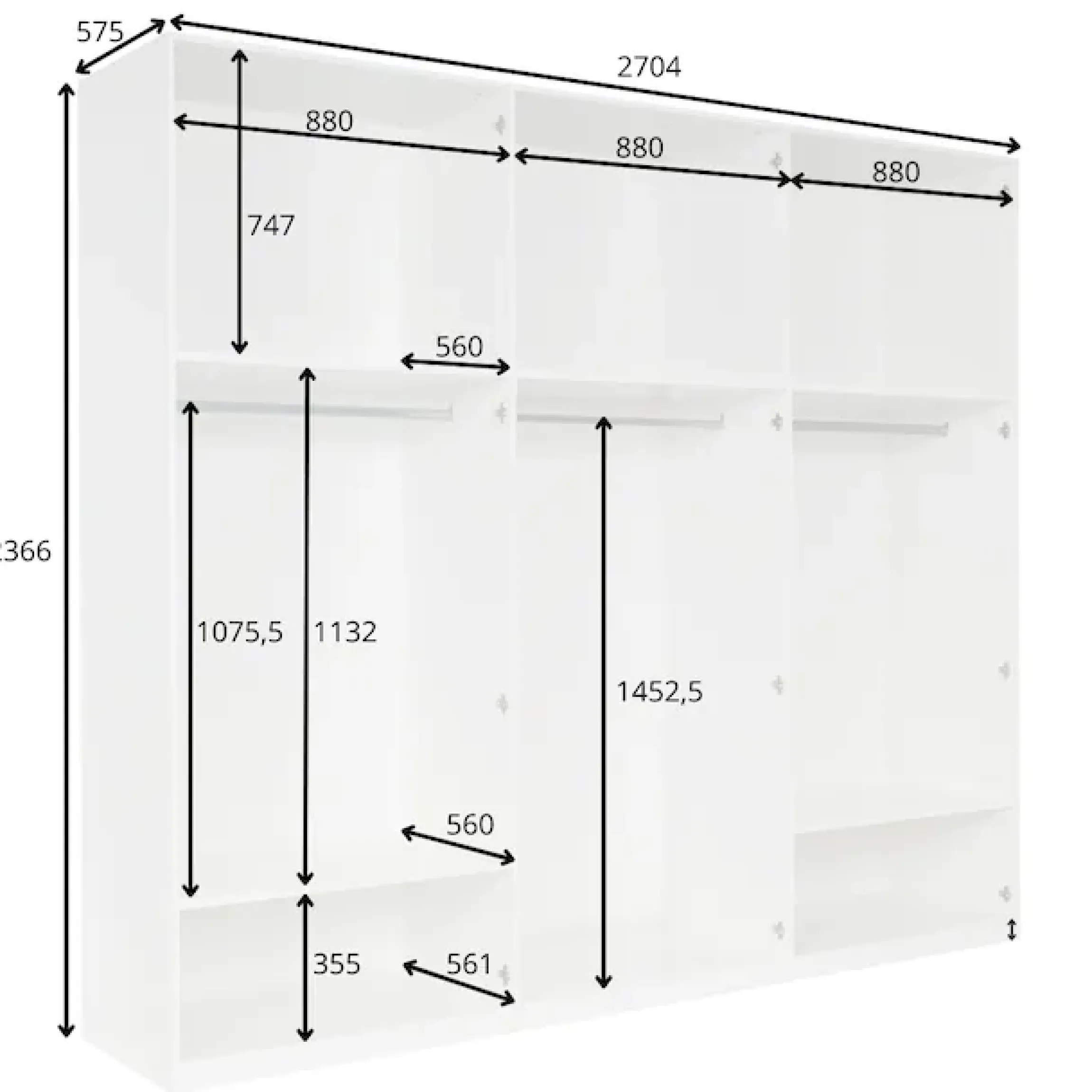 OTTO home Kleiderschrank »Kleiderschrank Maalissa mit Regalen und Kleiderstangen« Garderobe mit 6 Hochglanz-Drehtüren, BxTxH 270x59x237 cm