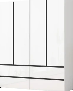 OTTO home Kleiderschrank »Kollin Schlafzimmerschrank mit 4 Türen und 4 SchubladenGarderobe« Drehtürenschrank mit perfekter Innenausstattung, hochglanz Fronten