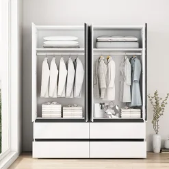 OTTO home Kleiderschrank »Kollin Schlafzimmerschrank mit 4 Türen und 4 SchubladenGarderobe« Drehtürenschrank mit perfekter Innenausstattung, hochglanz Fronten