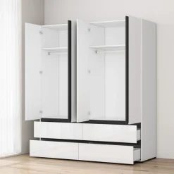 OTTO home Kleiderschrank »Kollin Schlafzimmerschrank mit 4 Türen und 4 SchubladenGarderobe« Drehtürenschrank mit perfekter Innenausstattung, hochglanz Fronten