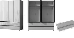 OTTO home Kleiderschrank »Kollin Schlafzimmerschrank mit 4 Türen und 4 SchubladenGarderobe« Drehtürenschrank mit perfekter Innenausstattung, hochglanz Fronten