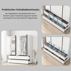 OTTO home Kleiderschrank »Kollin Schlafzimmerschrank mit 4 Türen und 4 SchubladenGarderobe« Drehtürenschrank mit perfekter Innenausstattung, hochglanz Fronten