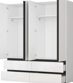 OTTO home Kleiderschrank »Kollin Schlafzimmerschrank mit 4 Türen und 4 SchubladenGarderobe« Drehtürenschrank mit perfekter Innenausstattung, hochglanz Fronten