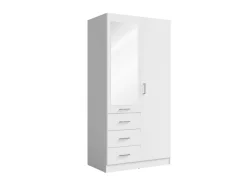 OTTO home Kleiderschrank »KOOS Garderobe mit 3 Schubladen, Kleiderstange und Spiegel« Wäscheschrank mit 2 Drehtüren, silber Griffen, Maße B/H/T 101/200/58cm