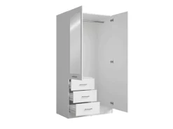 OTTO home Kleiderschrank »KOOS Garderobe mit 3 Schubladen, Kleiderstange und Spiegel« Wäscheschrank mit 2 Drehtüren, silber Griffen, Maße B/H/T 101/200/58cm