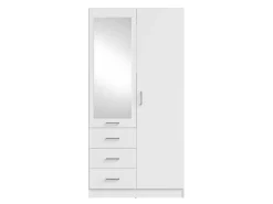 OTTO home Kleiderschrank »KOOS Garderobe mit 3 Schubladen, Kleiderstange und Spiegel« Wäscheschrank mit 2 Drehtüren, silber Griffen, Maße B/H/T 101/200/58cm
