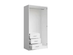 OTTO home Kleiderschrank »KOOS Garderobe mit 3 Schubladen, Kleiderstange und Spiegel« Wäscheschrank mit 2 Drehtüren, silber Griffen, Maße B/H/T 101/200/58cm