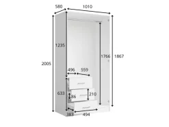 OTTO home Kleiderschrank »KOOS Garderobe mit 3 Schubladen, Kleiderstange und Spiegel« Wäscheschrank mit 2 Drehtüren, silber Griffen, Maße B/H/T 101/200/58cm
