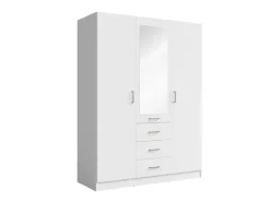 OTTO home Kleiderschrank »KOS Garderobe mit 3 Schubladen, Kleiderstange, 4 Einlegeböden, Spiegel« Wäscheschrank mit 3 Drehtüren, silber Griffen, Maße B/H/T 150/200/58cm