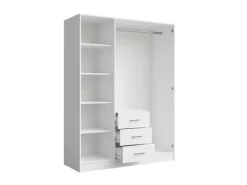 OTTO home Kleiderschrank »KOS Garderobe mit 3 Schubladen, Kleiderstange, 4 Einlegeböden, Spiegel« Wäscheschrank mit 3 Drehtüren, silber Griffen, Maße B/H/T 150/200/58cm