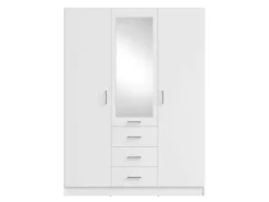 OTTO home Kleiderschrank »KOS Garderobe mit 3 Schubladen, Kleiderstange, 4 Einlegeböden, Spiegel« Wäscheschrank mit 3 Drehtüren, silber Griffen, Maße B/H/T 150/200/58cm