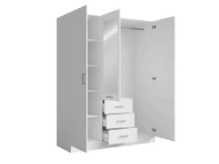 OTTO home Kleiderschrank »KOS Garderobe mit 3 Schubladen, Kleiderstange, 4 Einlegeböden, Spiegel« Wäscheschrank mit 3 Drehtüren, silber Griffen, Maße B/H/T 150/200/58cm