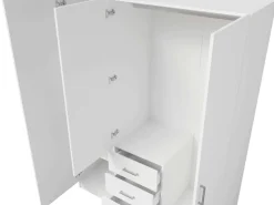OTTO home Kleiderschrank »KOS Garderobe mit 3 Schubladen, Kleiderstange, 4 Einlegeböden, Spiegel« Wäscheschrank mit 3 Drehtüren, silber Griffen, Maße B/H/T 150/200/58cm