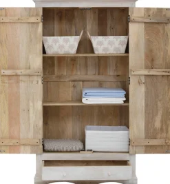 OTTO home Kleiderschrank »Landor« Stauraumschrank, Mangoholz, 2 Einlegeböden, Schubkasten, Breite 100 cm