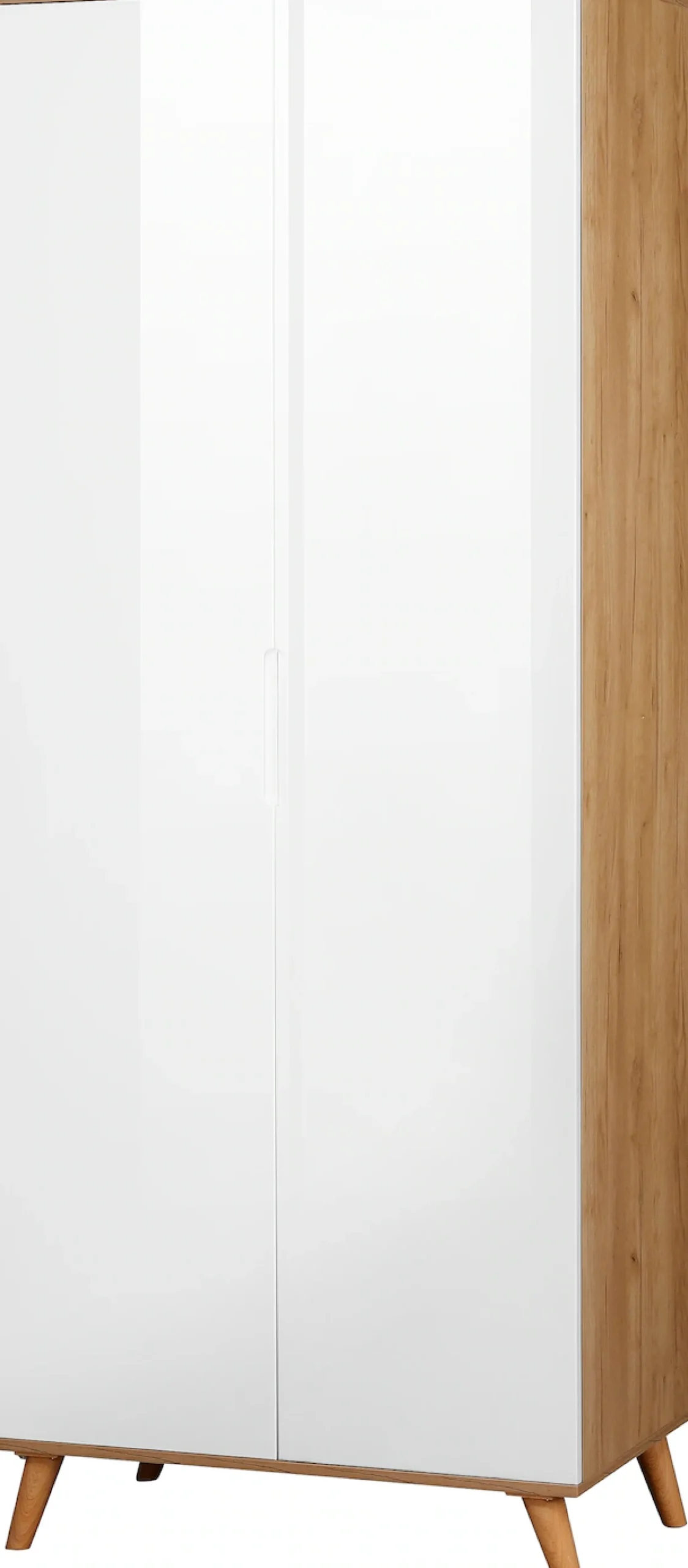 OTTO home Kleiderschrank »Lund Schlafzimmerschrankim skandinavischem Design« Garderobenschrank mit Premium Innenausstattung, Breite 80 cm hochglanz