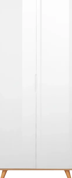 OTTO home Kleiderschrank »Lund Schlafzimmerschrankim skandinavischem Design« Garderobenschrank mit Premium Innenausstattung, Breite 80 cm hochglanz