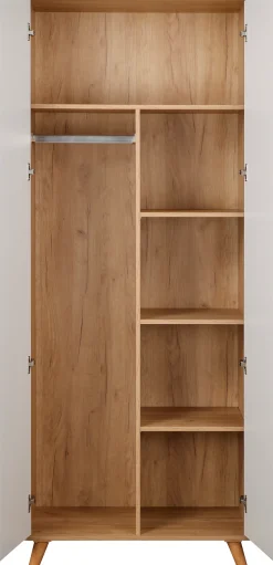 OTTO home Kleiderschrank »Lund Schlafzimmerschrankim skandinavischem Design« Garderobenschrank mit Premium Innenausstattung, Breite 80 cm hochglanz