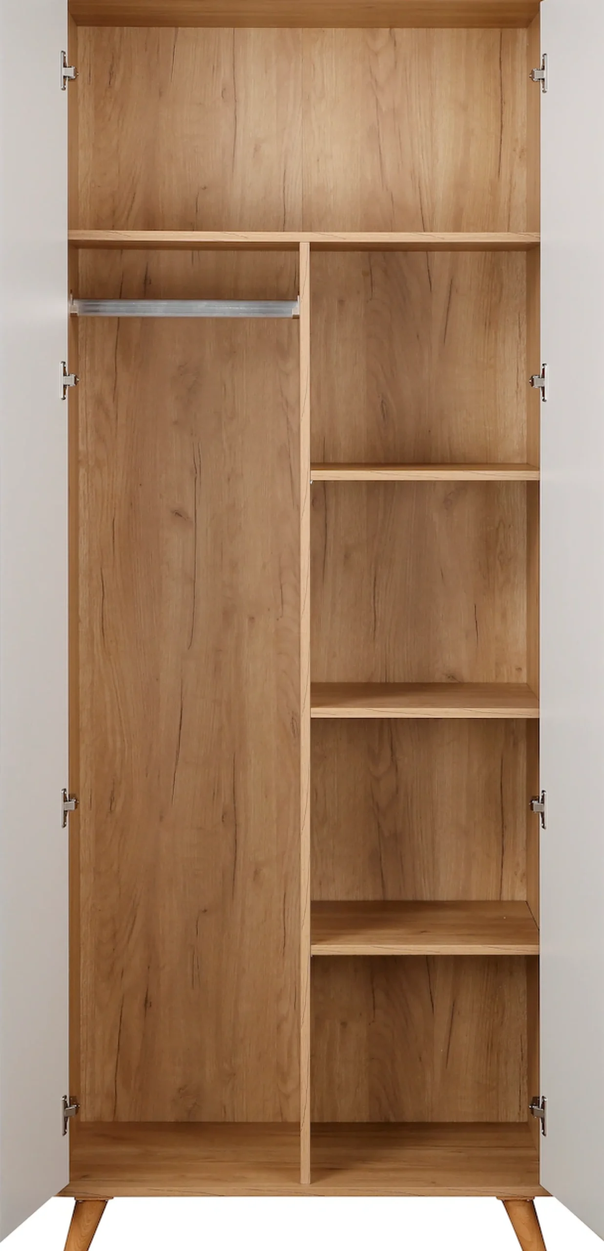OTTO home Kleiderschrank »Lund Schlafzimmerschrankim skandinavischem Design« Garderobenschrank mit Premium Innenausstattung, Breite 80 cm hochglanz