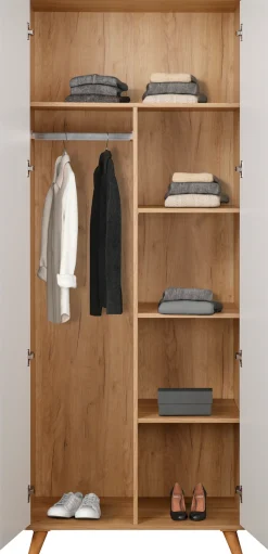 OTTO home Kleiderschrank »Lund Schlafzimmerschrankim skandinavischem Design« Garderobenschrank mit Premium Innenausstattung, Breite 80 cm hochglanz