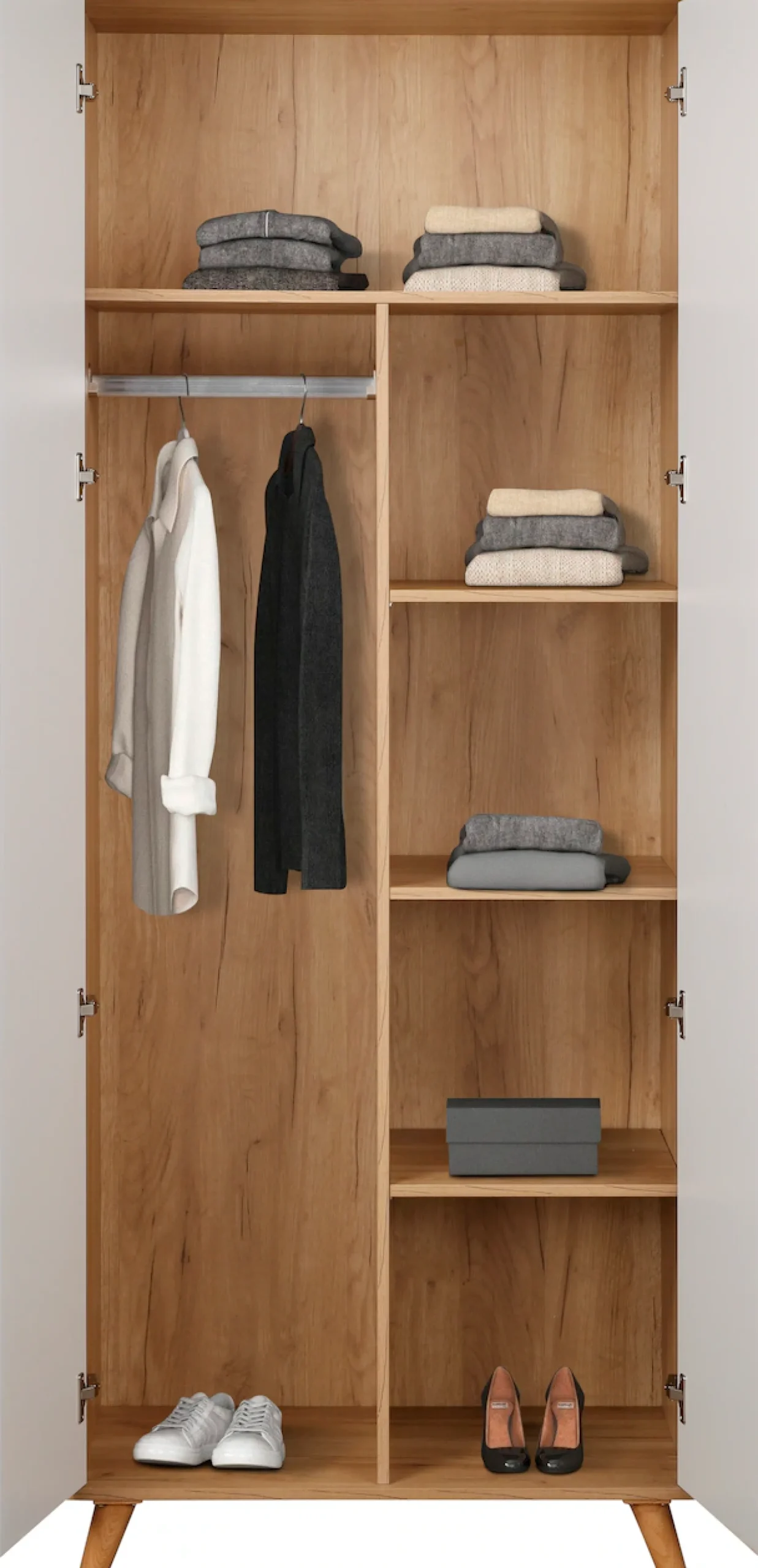 OTTO home Kleiderschrank »Lund Schlafzimmerschrankim skandinavischem Design« Garderobenschrank mit Premium Innenausstattung, Breite 80 cm hochglanz
