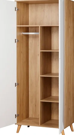 OTTO home Kleiderschrank »Lund Schlafzimmerschrankim skandinavischem Design« Garderobenschrank mit Premium Innenausstattung, Breite 80 cm hochglanz