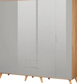 OTTO home Kleiderschrank »Lund Schlafzimmerschrankim skandinavischem Design« Garderobenschrank mit Premium Innenausstattung, Breite 200cm hochglanz