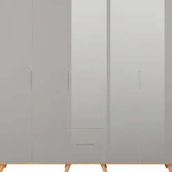 OTTO home Kleiderschrank »Lund Schlafzimmerschrankim skandinavischem Design« Garderobenschrank mit Premium Innenausstattung, Breite 200cm hochglanz