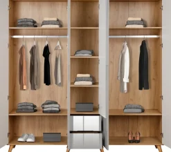 OTTO home Kleiderschrank »Lund Schlafzimmerschrankim skandinavischem Design« Garderobenschrank mit Premium Innenausstattung, Breite 200cm hochglanz