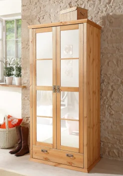 OTTO home Kleiderschrank »Madrid« 3 Breiten: 90/164/245 cmH/T ca.190/59 cm,aus massiver Kiefer, in 3 Breiten mit Spiegeltüren