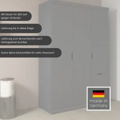 OTTO home Kleiderschrank »Mehrzweckschrank Aktenschrank Möbel Mietswohnung Schlafzimmer MARLENE« 3 verschiedene Ausstattungen BASIC/CLASSIC/PREMIUM (inkl. SOFT-CLOSE),in 3 Breiten 91/136/181 cm im Landhaus-Stil MADE IN GERMANY
