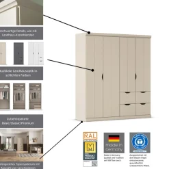 OTTO home Kleiderschrank »Mehrzweckschrank Aktenschrank Möbel Mietswohnung Schlafzimmer MARLENE« 3 verschiedene Ausstattungen BASIC/CLASSIC/PREMIUM (inkl. SOFT-CLOSE),in 3 Breiten 91/136/181 cm im Landhaus-Stil MADE IN GERMANY