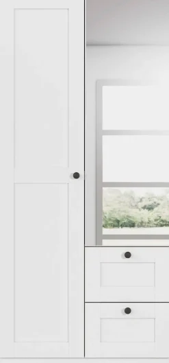 OTTO home Kleiderschrank »Mehrzweckschrank Aktenschrank Möbel Mietswohnung Schlafzimmer YLVA« Breiten: 90/135/180 cm, Höhe 197 cm,skandinavischer Style mit Rahmenfront und Knopfgriffen MADE IN GERMANY