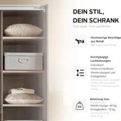 OTTO home Kleiderschrank »Mehrzweckschrank Aktenschrank Möbel Mietswohnung Garderobe AGORDO« durchdachte Innenausstattung kleine und große Räume MADE IN GERMANY