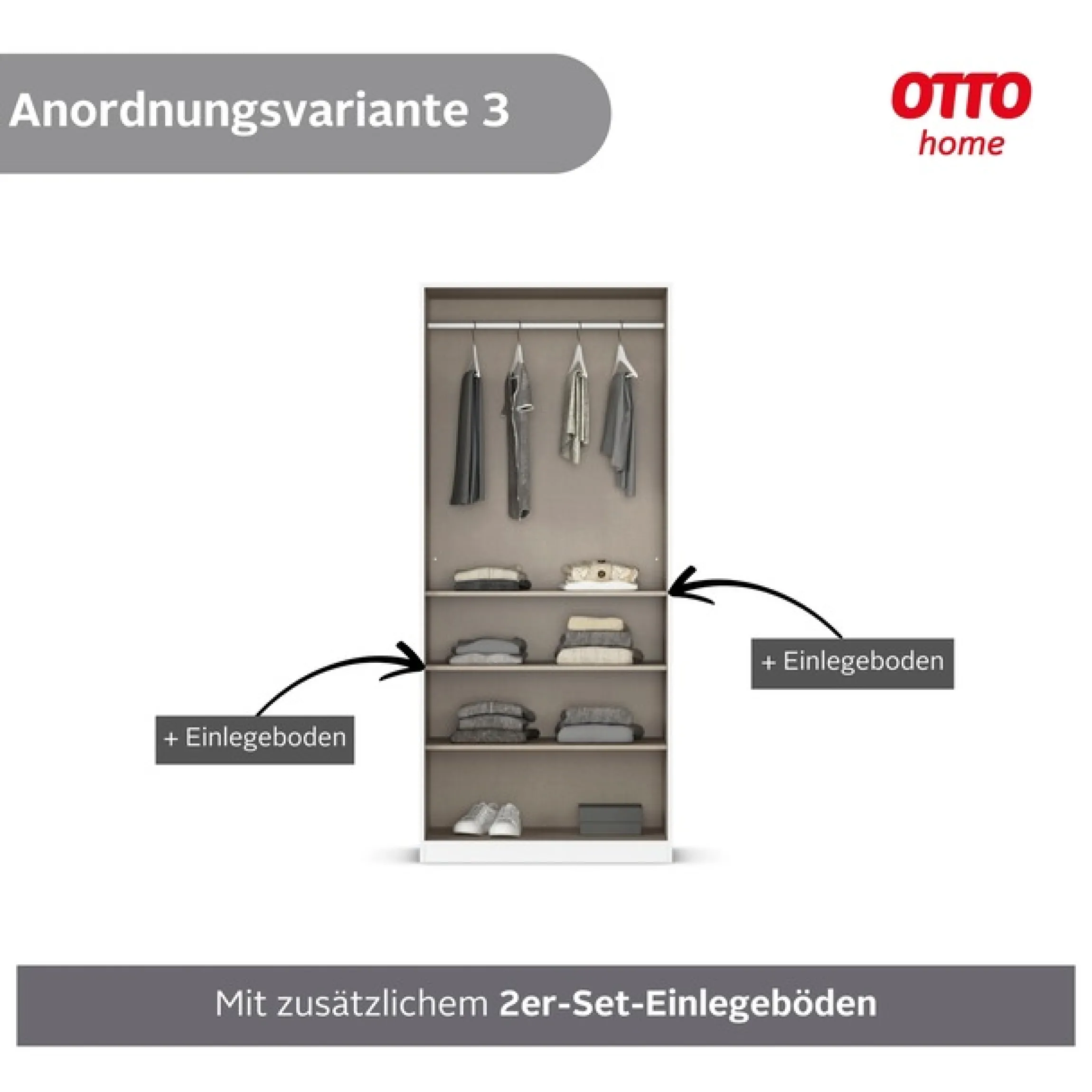 OTTO home Kleiderschrank »Mehrzweckschrank Aktenschrank Möbel Mietswohnung Garderobe AGORDO« durchdachte Innenausstattung kleine und große Räume MADE IN GERMANY