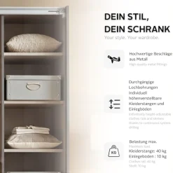 OTTO home Kleiderschrank »Mehrzweckschrank Aktenschrank Möbel Mietswohnung Schlafzimmer OTELI« 3 Ausstattungen BASIC/CLASSIC/PREMIUM (inkl. SOFT-CLOSE-FUNKTION),Breiten 203/271/315/360 cm Höhen 210/229 cm MADE IN GERMANY