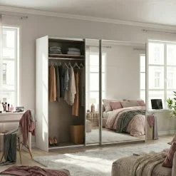 OTTO home Kleiderschrank »Mehrzweckschrank Aktenschrank Möbel Mietswohnung Schlafzimmer ASTANA« 3 Ausstattungen BASIC/CLASSIC/PREMIUM (inkl. SOFT-CLOSE-FUNKTION),großflächige Spiegelfront, B/H/T: 218/210/59 cm MADE IN GERMANY