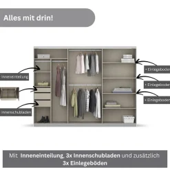 OTTO home Kleiderschrank »Mehrzweckschrank Aktenschrank Möbel Mietswohnung Schlafzimmer OTELI« Breiten 211/278/323/368 cm Höhen 214/233 cm,inkl. Passepartout optional mit Beleuchtung MADE IN GERMANY