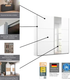 OTTO home Kleiderschrank »Mehrzweckschrank Aktenschrank Möbel Mietswohnung TOPSELLERASTANA« 3 Ausstattungen BASIC/CLASSIC/PREMIUM (inkl. SOFT-CLOSE-FUNKTION),mit 3 Spiegelelementen, Metallgriffleisten alufarbig MADE IN GERMANY