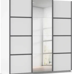 OTTO home Kleiderschrank »Mehrzweckschrank Aktenschrank Möbel Mietswohnung Schlafzimmer AVOLA« 3 verschiedene Ausstattungen BASIC/CLASSIC/PREMIUM (inkl. SOFT-CLOSE),mit eleganten Zierleisten in Chrom, Schwarz oder Weiß MADE IN GERMANY