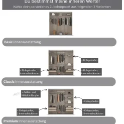 OTTO home Kleiderschrank »Mehrzweckschrank Aktenschrank Möbel Mietswohnung Schlafzimmer AVOLA« 3 verschiedene Ausstattungen BASIC/CLASSIC/PREMIUM (inkl. SOFT-CLOSE),mit eleganten Zierleisten in Chrom, Schwarz oder Weiß MADE IN GERMANY