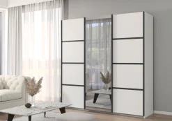 OTTO home Kleiderschrank »Mehrzweckschrank Aktenschrank Möbel Mietswohnung Schlafzimmer AVOLA« 3 verschiedene Ausstattungen BASIC/CLASSIC/PREMIUM (inkl. SOFT-CLOSE),mit eleganten Zierleisten in Chrom, Schwarz oder Weiß MADE IN GERMANY