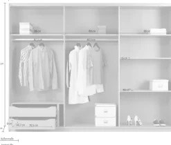OTTO home Kleiderschrank »Mehrzweckschrank Aktenschrank Möbel Mietswohnung Schlafzimmer TUBONA« Breiten 278/368 cm, Höhen 214/233 cm inkl. Passepartout, Beleuchtung,mit umfangreicher Innenausstattung und Passepartout MADE IN GERMANY