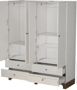 OTTO home Kleiderschrank »Oslo Schlafzimmerschrank Garderobe weiß Landhaus« Schlafzimmerschrank mit 4 Türen und 4 Schubladen, Breite 160cm