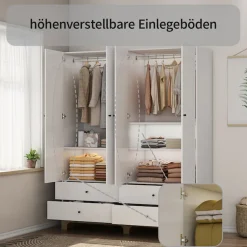 OTTO home Kleiderschrank »Oslo Schlafzimmerschrank Garderobe weiß Landhaus« Schlafzimmerschrank mit 4 Türen und 4 Schubladen, Breite 160cm