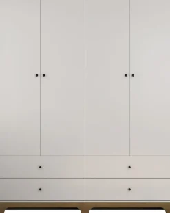 OTTO home Kleiderschrank »Oslo Schlafzimmerschrank Garderobe weiß Landhaus« Schlafzimmerschrank mit 4 Türen und 4 Schubladen, Breite 160cm