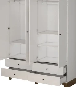 OTTO home Kleiderschrank »Oslo Schlafzimmerschrank Garderobe weiß Landhaus« Schlafzimmerschrank mit 4 Türen und 4 Schubladen, Breite 160cm