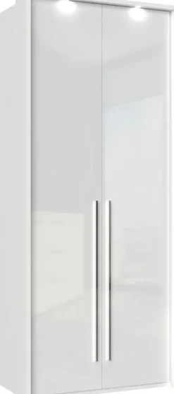 OTTO home Kleiderschrank »Piano, inklusive Rahmen und Beleuchtung, soft-close-Funktion« viele Breiten zur Auswahl, 226cm hoch,beige oder weiß, UV lackiert, Hochglanzfronten, FSC-zertifiziert