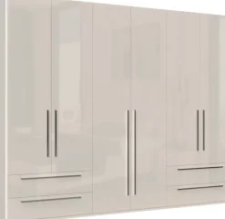 OTTO home Kleiderschrank »Piano, UV lackiert, hochglänzend in beige oder weiß, FSC-zertifiziert« mit 4 Schubladen,272 oder 317cm breit, Höhe 224cm, mit Soft-Close Funktion