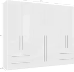OTTO home Kleiderschrank »Piano, UV lackiert, hochglänzend in beige oder weiß, FSC-zertifiziert« mit 4 Schubladen,272 oder 317cm breit, Höhe 224cm, mit Soft-Close Funktion
