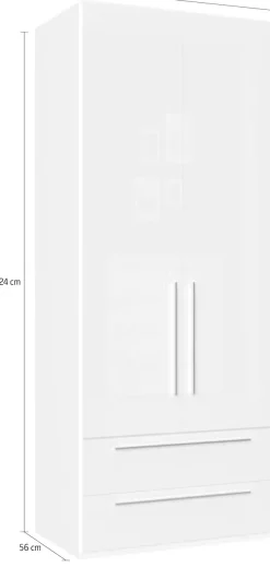 OTTO home Kleiderschrank »Piano, UV lackiert, hochglänzend in beige oder weiß, FSC-zertifiziert« Made in Europe,in vielen Breiten, Höhe 224cm, mit Soft-Close Funktion, 2 Schubladen